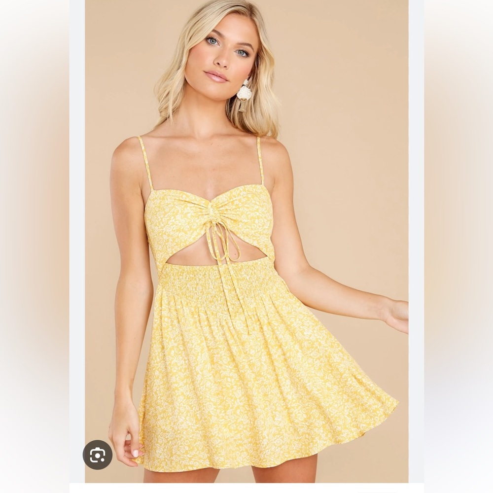Red dress boutique yellow romper dress.